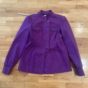 Tulle‎ by Anthropologie Purple Button Up Peplum Jacket Size M